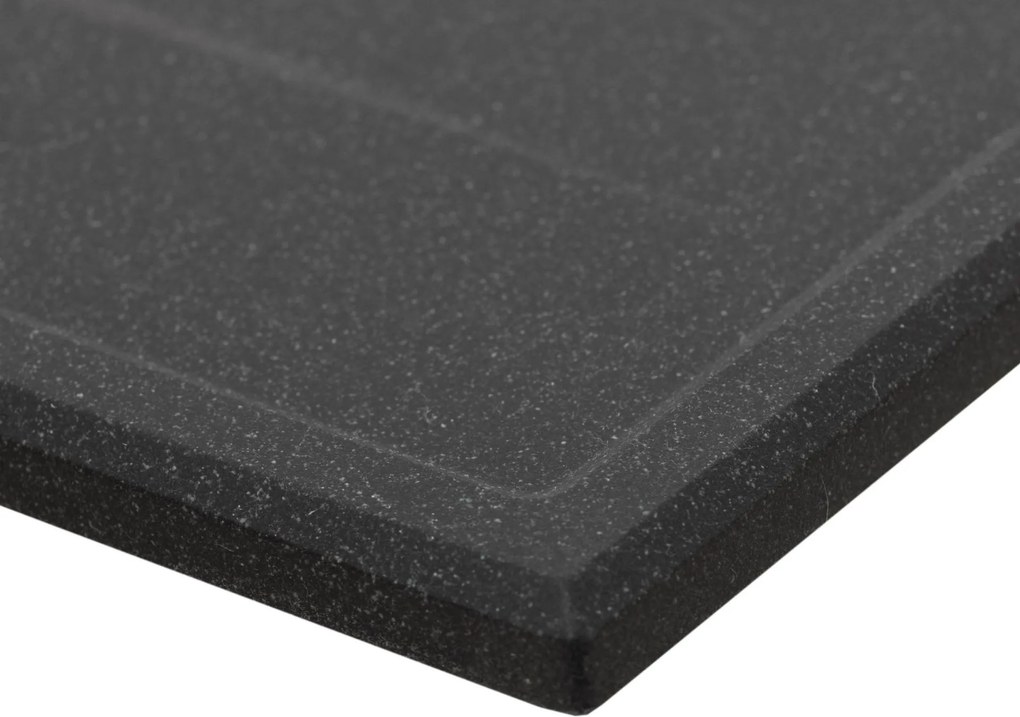 Laveo Megalo, 2-komorový granitový drez 1160x500x185 mm s dlhým odkvapávačom, čierna škvrnitá, LAV-SBE_721T