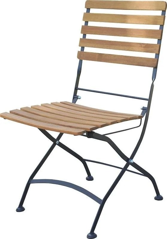Sunfun Moni Záhradná stolička bez podrúčok, 45 × 57 × 88 cm, oceľ, drevo z akácie, béžová