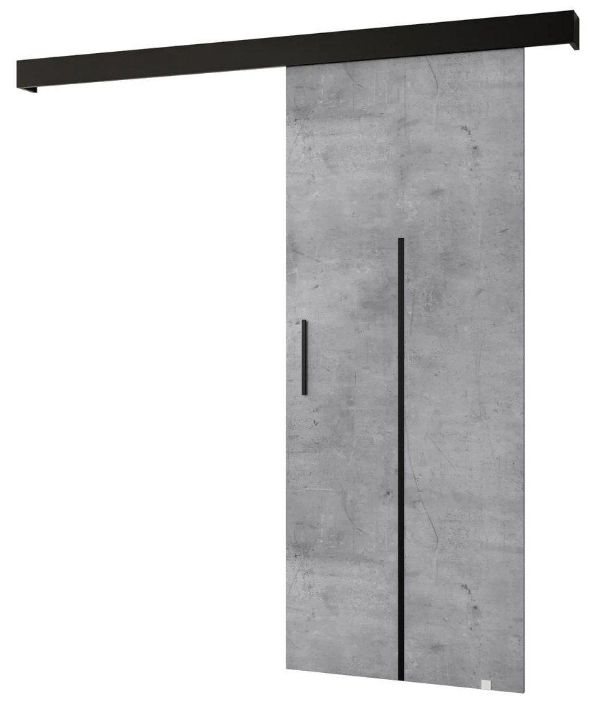 Posuvné dvere 90 cm Sharlene X (betón + čierna matná + čierna). Vlastná spoľahlivá doprava až k Vám domov. 1043970