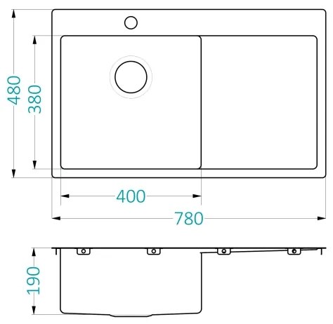 ALVEUS 1124384 - Kuchynský drez QUARTO 78x48 cm satén