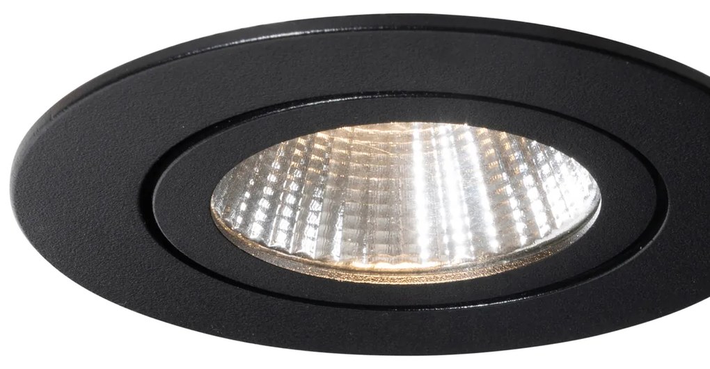 Sada 6 zapustených bodových svetiel čierna 6,8 cm vrátane LED 750 lm stmievateľné IP23 - Gaius