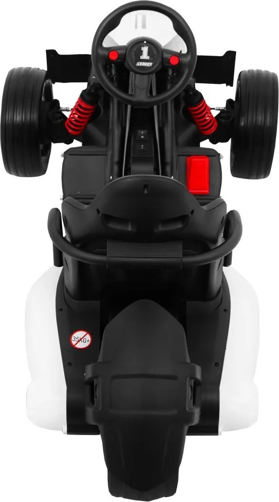 Ramiz Detská motokára na batérie Bolid XR-1 biela + nastaviteľné riadidlá + tvarované sedadlo