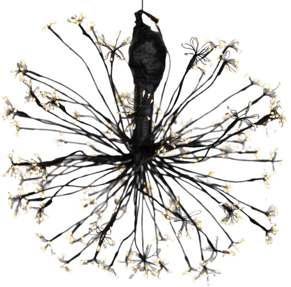 Vianočná závesná lampa guľa čierna 60 cm vrátane LED s časovačom IP44 - Nobu