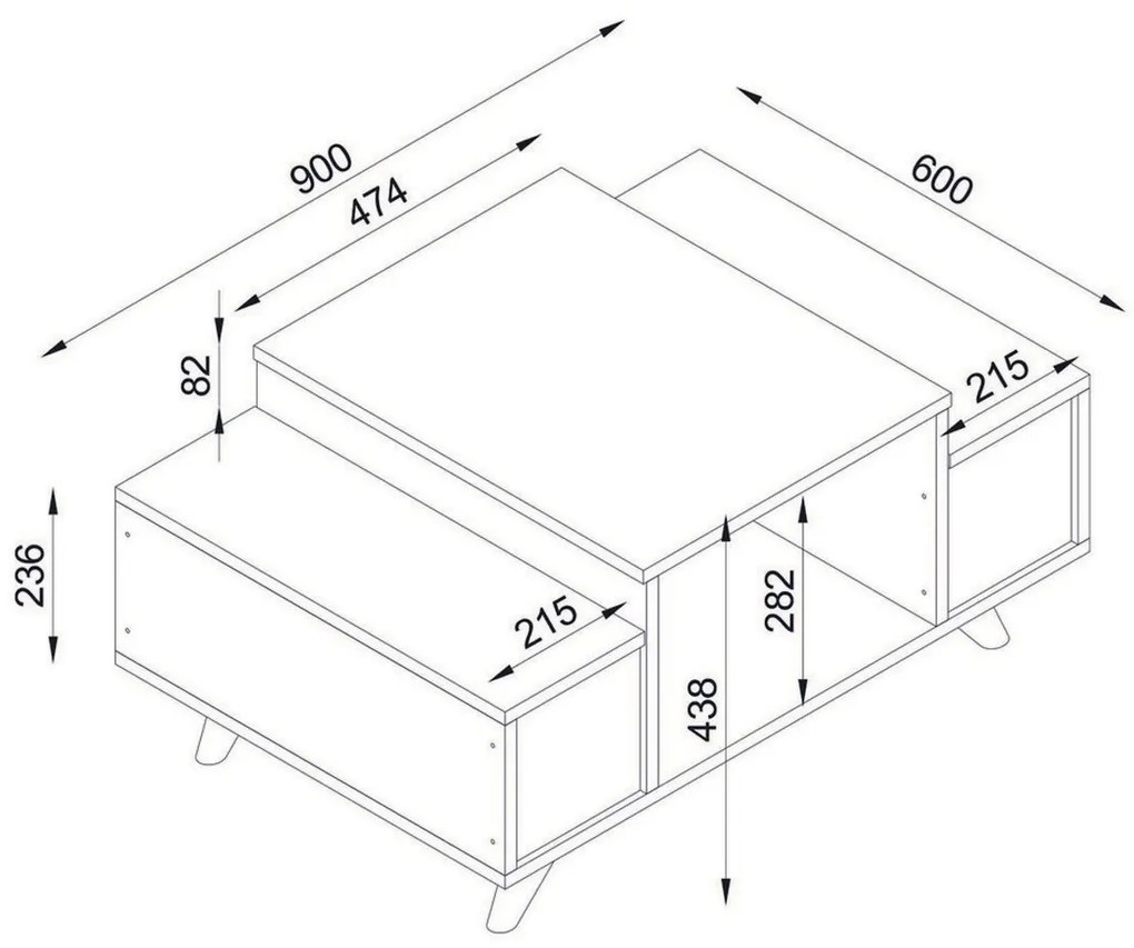 Dizajnový konferenčný stolík Fauci 90 cm biely / orech