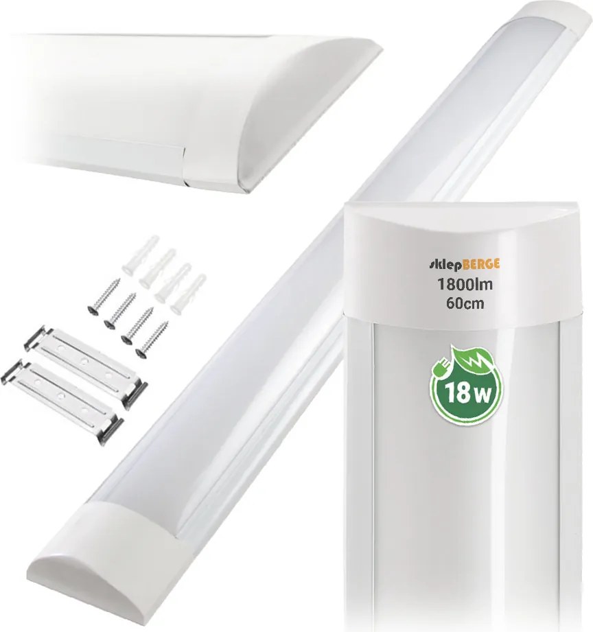 Sada 4 LED lámp do garáže a dielne 18W 60cm 4500K denné svetlo 230V