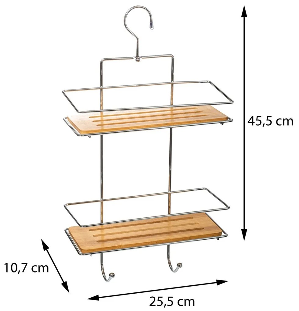 Polička do kúpeľne Venterra 3, bambus/s chrómovými prvkami