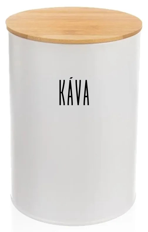 Orion Dóza na potraviny, plechová, biela, s bambusovým viečkom - 0,8l