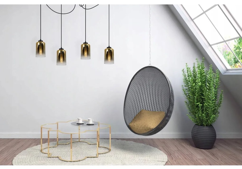 Závesné svietidlo Hella Spider, 4x sklenené tienidlo (mix 3 farieb)