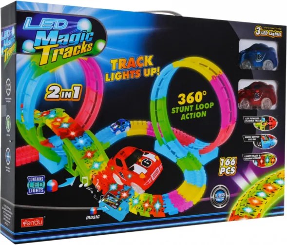 Svietiaca pretekárska dráha 166 dielikov + 2 LED autá