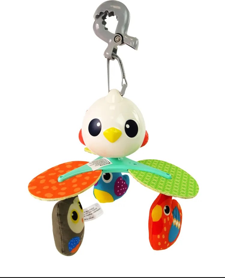 LEAN Toys Detský kolotoč na posteľ a kočík Farebné vtáky Melódia