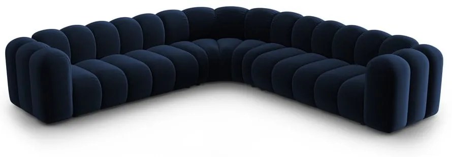 Modrá zamatová modulárna rohová pohovka Lupine – Micadoni