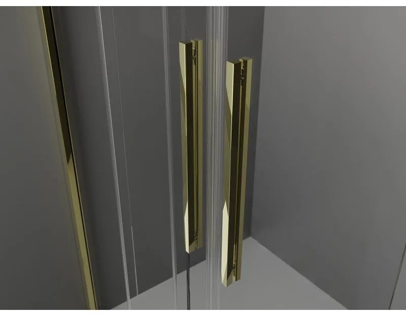 Mexen Velar Duo, sprchový kút s posuvnými dverami 90 x 80 cm, 8mm šedé sklo, zlatá lesklá, 871-090-080-42-50
