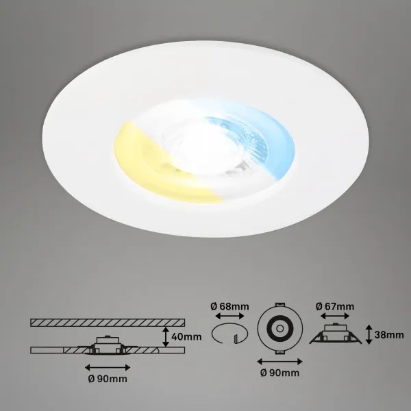 Briloner 7605036-SADA Sada 3× LED kúpeľňových podhľadových svietidiel 3×LED/4,9W/230V IP44 biela