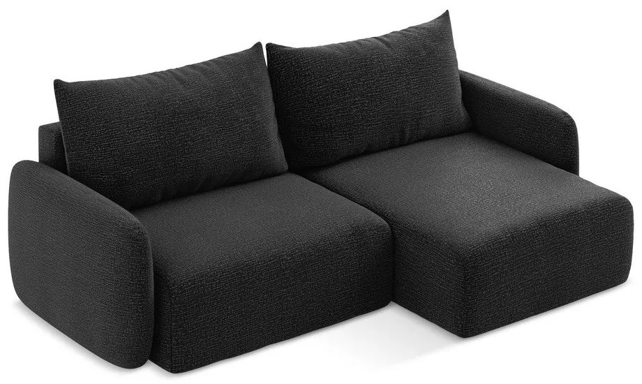 Čierna rozkladacia/s úložným priestorom rohová pohovka (pravý roh) Kalena – Makamii