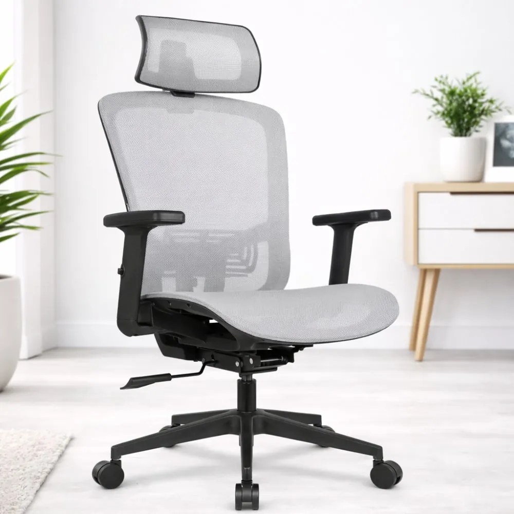 Ergonomická kancelárska stolička HC-1045 so sieťovaným operadlom - sivá