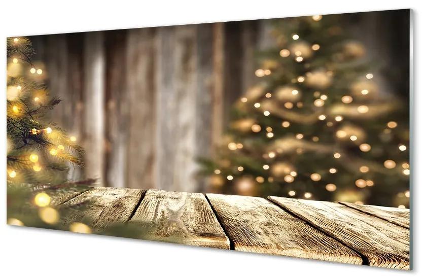 Sklenený obraz Dosky vianočné stromčeky 120x60 cm