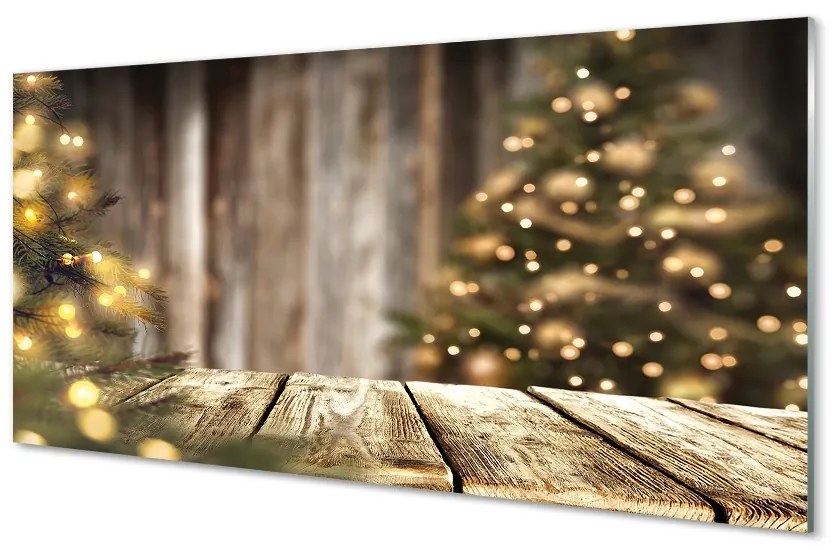 Sklenený obraz Dosky vianočné stromčeky 125x50 cm