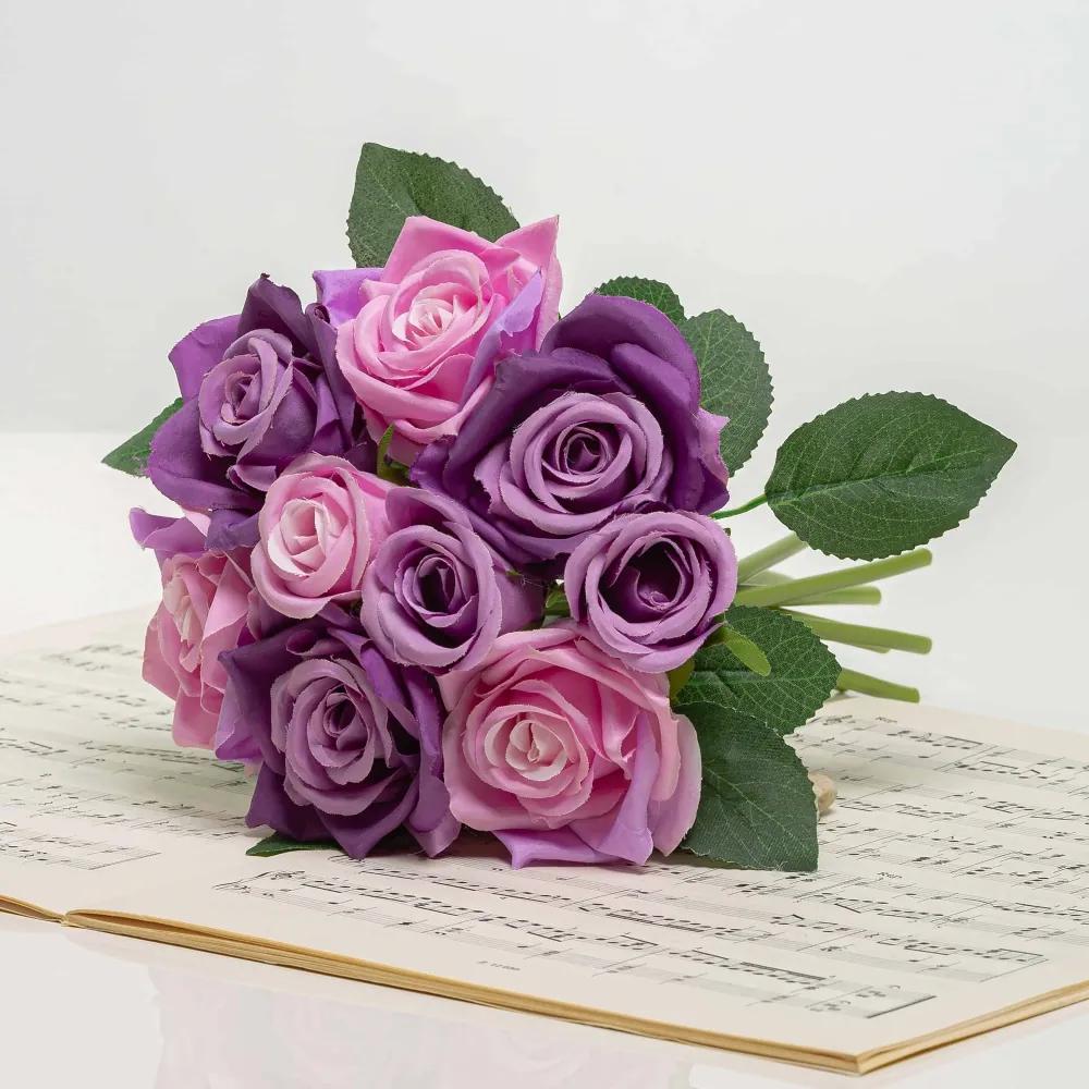 Umelá kytička ruží TERÉZIA fialovo-fialová