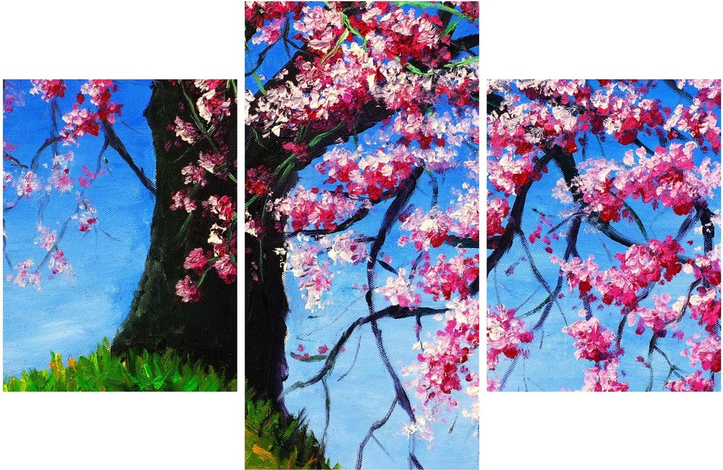 Obraz maľované rozkvitnuté čerešne (90x60 cm)