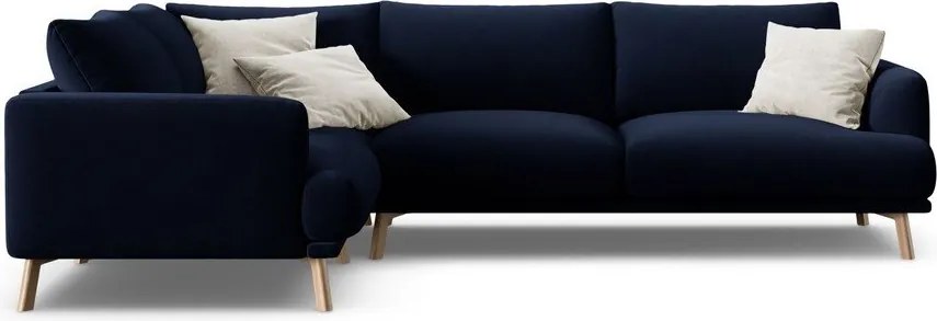 Tmavomodrá zamatová rohová pohovka (ľavý roh/do L) Naomi – Micadoni