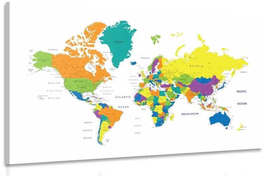 Obraz farebná mapa sveta na bielom pozadí Varianta: 120x80