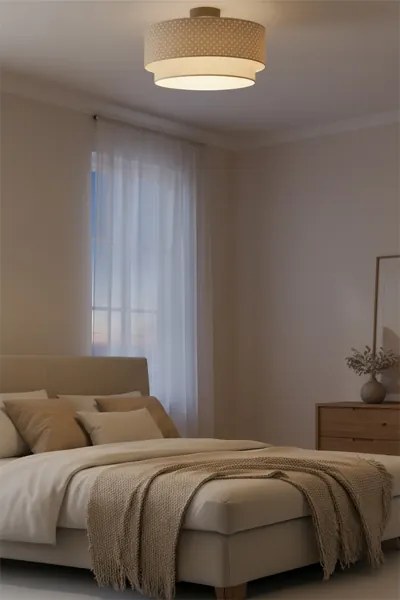 Brilagi-LED Prisadený luster BOHO BOBO 1xE27/60W/230V priemer 40 cm bodky béžová/krémová.