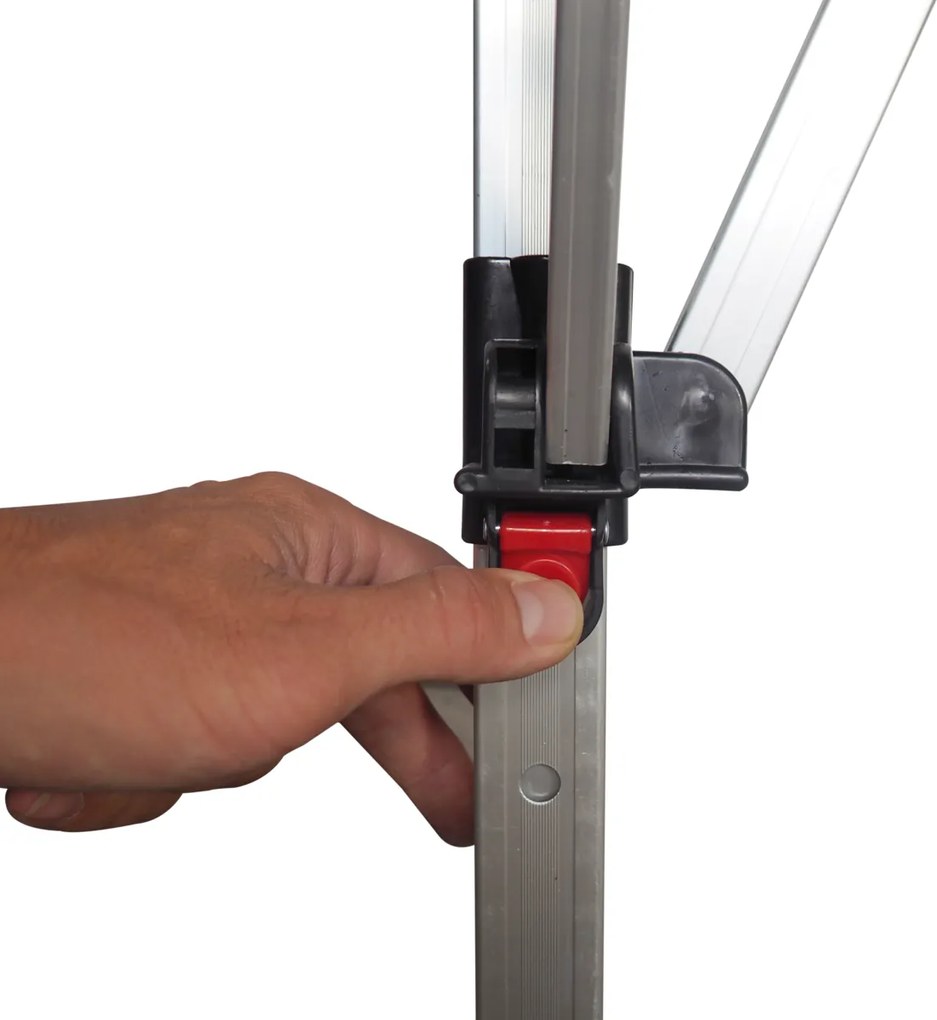 Rýchlorozkladací nožnicový stan 3x3m – hliníkový, Biela, 2 bočné plachty