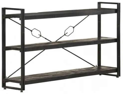 vidaXL Knižnica s 3 policami čierna 140x30x80 cm mangovníkový masív-