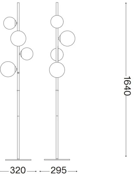 Ideal Lux - LED Stojacia lampa PERLAGE 4xG9/3W/230V zlatá/dymová