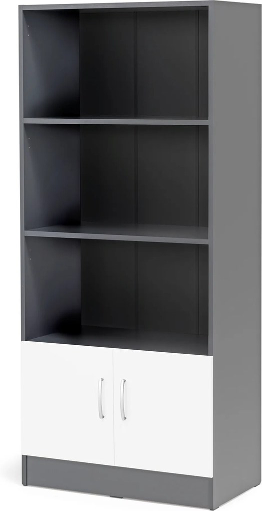 Kancelárska skriňa Flexus, 3 otvorené police, 1725x760x415 mm, šedá/biela
