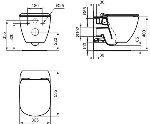 Závesné WC Ideal Standard Idealmood Aquablade biele vr. WC dosky T466501
