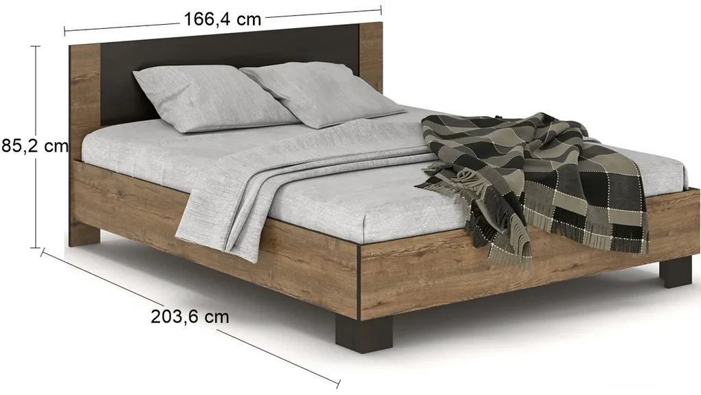 Manželská posteľ s roštom Verify LB-160 160x200 cm - dub april / wenge