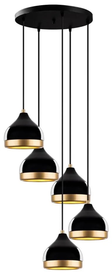 Luster na lane YILDO 5xE27/40W/230V čierna/zlatá