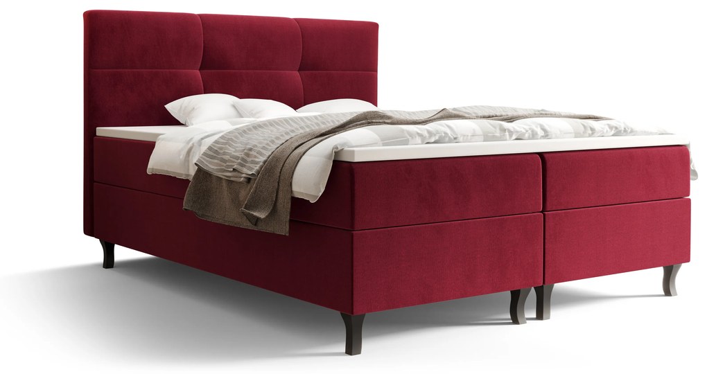 Manželská posteľ Boxspring 140 cm Lumba (bordová) (s matracom a úložným priestorom). Akcia -20%. Vlastná spoľahlivá doprava až k Vám domov. 1046673