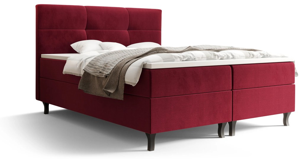 Manželská posteľ Boxspring 140 cm Lumba Comfort (bordová) (s matracom a úložným priestorom). Vlastná spoľahlivá doprava až k Vám domov. 1056099