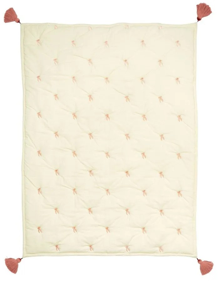 Svetložltá/ružová prešívaná detská deka z Bio bavlny 90x120 cm Bows – Cam Cam Copenhagen