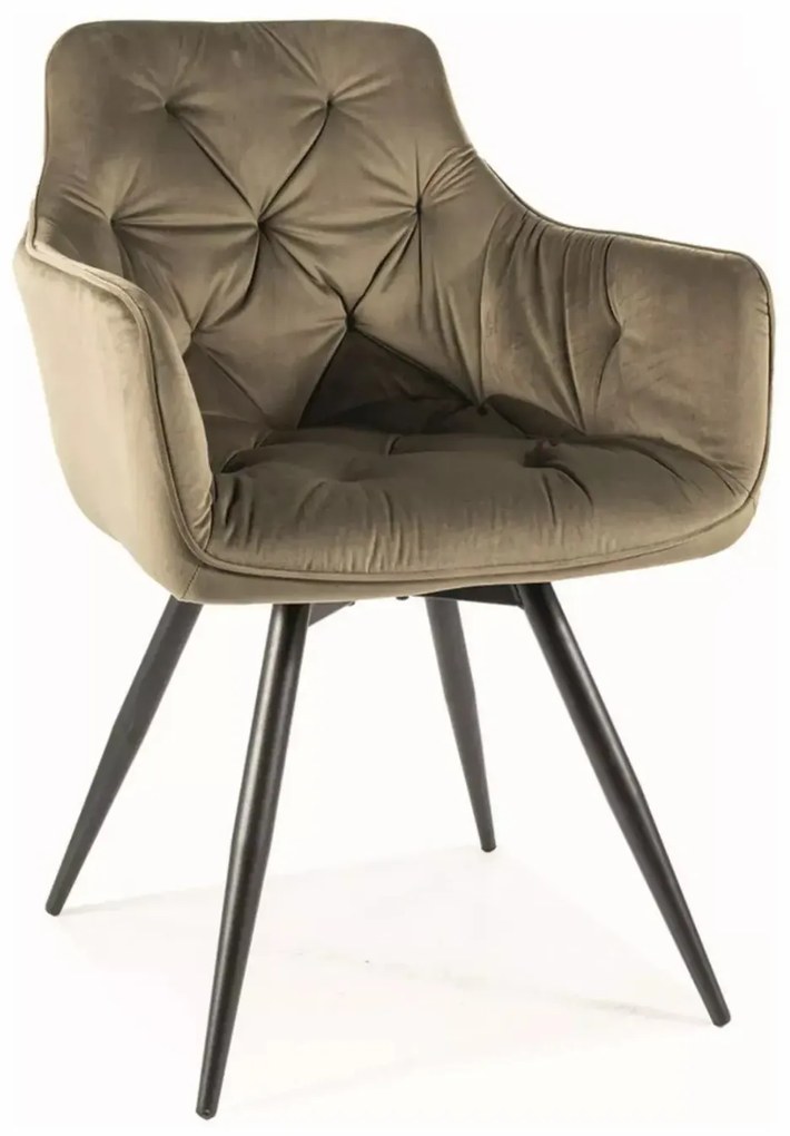 Sametové jídelní křeslo Mango olivové