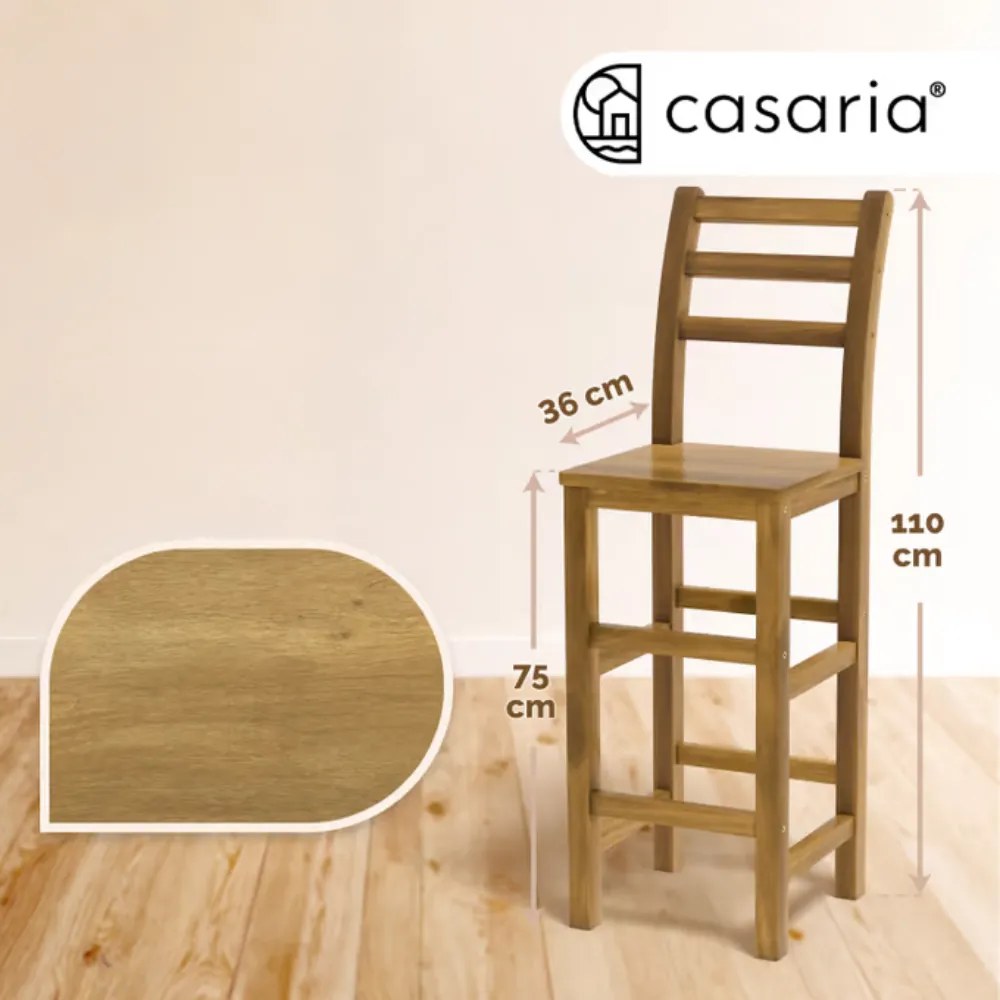 Barové stoličky OSLO s operadlami, 2ks, 40x36x110cm, prírodná hnedá Casaria
