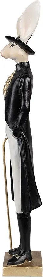 Dekorácia zajačí elegán s paličkou vo fraku a klobúku - 9*7*40 cm