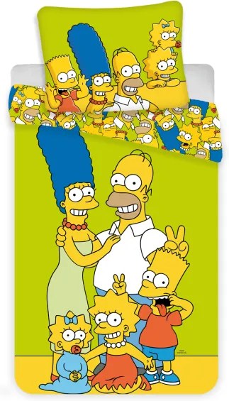 Jerry Fabrics povlečení bavlna Simpsons yellow green 140x200 70x90