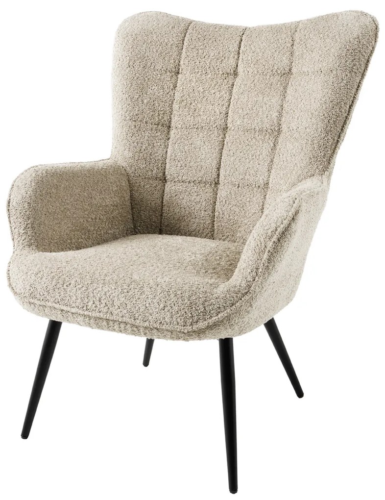 Kreslo Scandinavia champagne s taburetkou