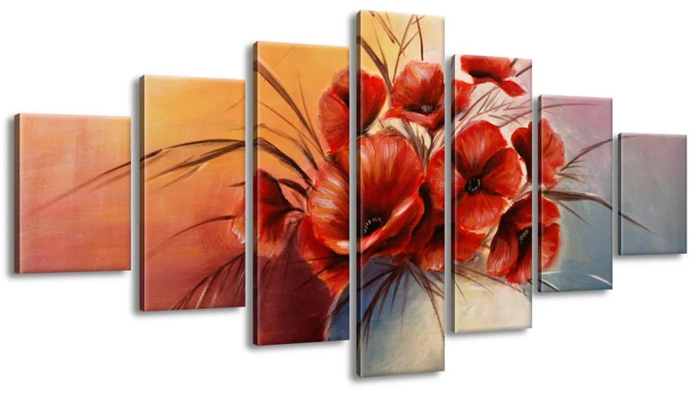 Gario Ručne maľovaný obraz Kompozícia Vlčí mak - 7 dielny Rozmery: 210 x 100 cm