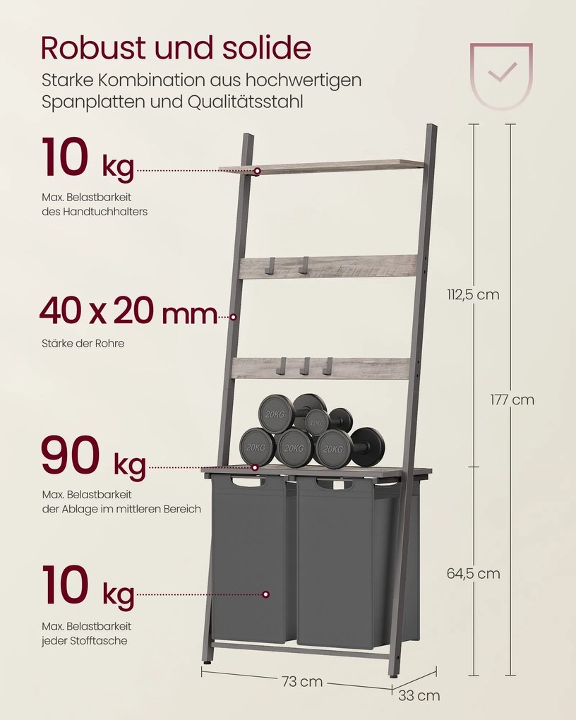 VASAGLE Kôš na bielizeň 92 l SONGMICS BLH221 Farba: sivá