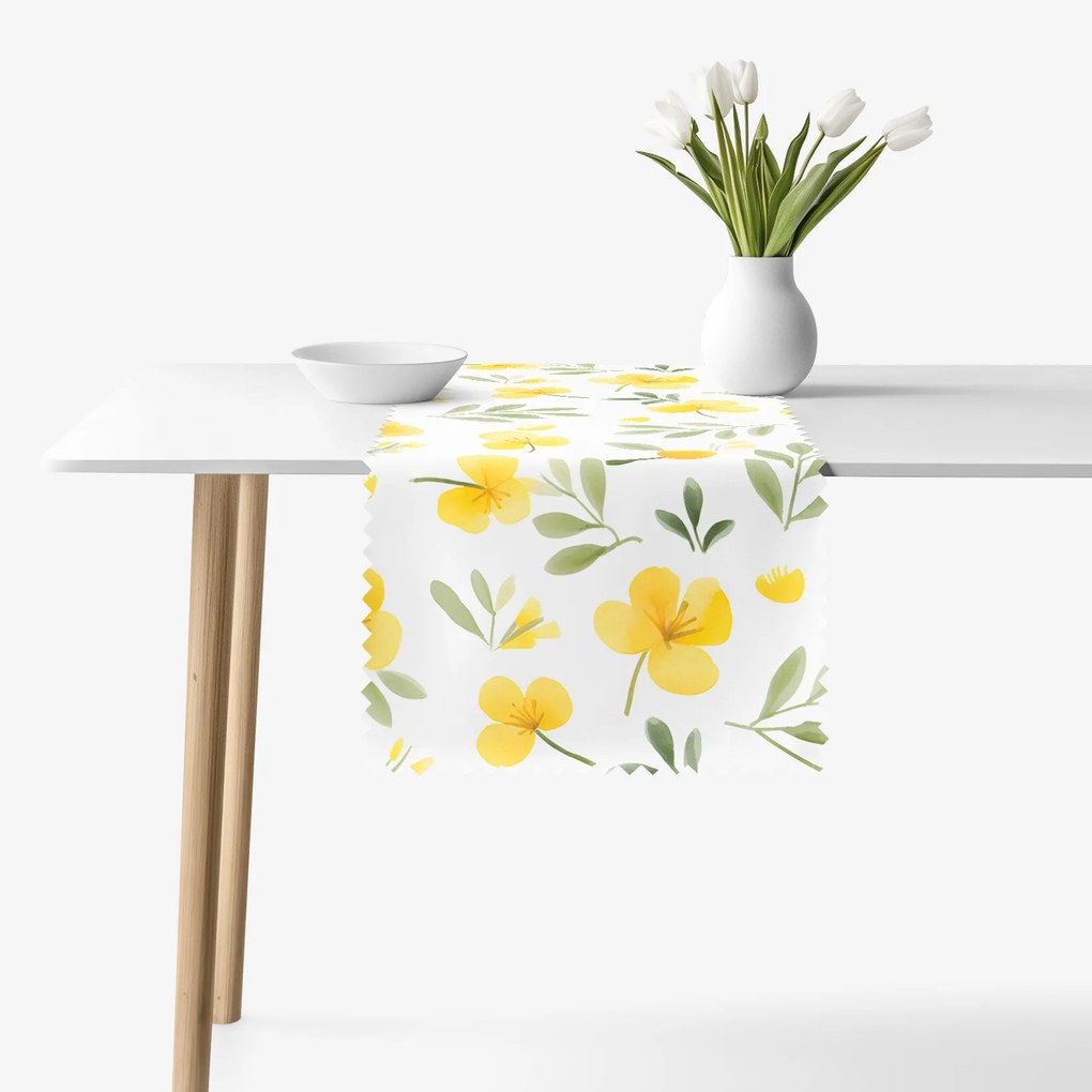 Goldea behúň na stôl teflónový - kvety pupalky 35x160 cm