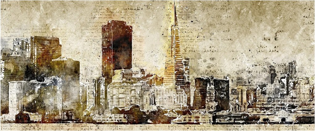 Obraz - Umelecky stvárnené mesto (120x50 cm)