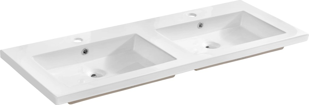 Comad Nábytkové keramické dvojumývadlo UM-8070 SPIRIT 120D DP, 121x46 cm, biela lesklá