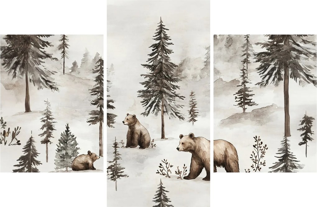 Obraz - Les s medveďmi (90x60 cm)