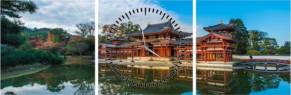 Obraz - Chrám Byodo-in, Japonsko (s hodinami) (90x30 cm)