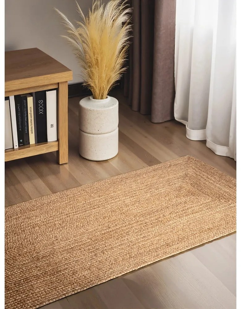 Obojstranný/ručne tkaný jutový behúň v prírodnej farbe 80x200 cm Sharmila Natural Brown – Hanse Home