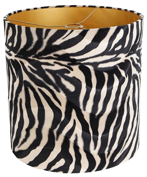 Zamatový tienidlo lampy Zebra dizajn 40/40/40 zlatý interiér